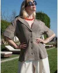 NA-KD - X Marie Jedig Linen Blend Structured Short Sleeve Shirt - Lyst