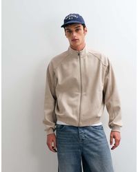 ASOS - Relaxed Boxy Textured Funnel Neck Zip Through Jacket - Lyst