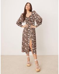 Glamorous - Side Split Midi Dress - Lyst