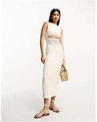 ASOS - Sleeveless Maxi Dress With Cut Out Waist And Crochet Insert - Lyst