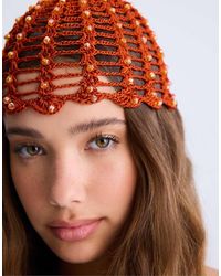 Stradivarius - Crochet Cap With Rhinestones - Lyst