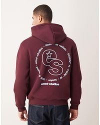 ASOS - Sweat à capuche décontracté avec logo - bordeaux - Lyst