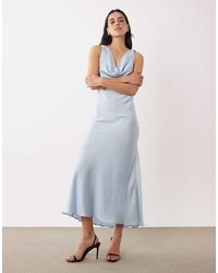 New Look - Cowl Neck Satin Midi Dress - Lyst