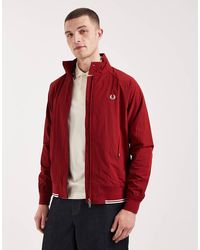 Fred Perry - F Perry Crinkle Tipped Hem Logo Harrington Jacket - Lyst