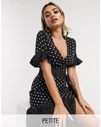 Boohoo Платье Миди В Горошек С Запахом -мульти - Черный