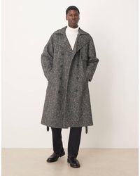 ASOS - Abrigo Negro Ultragrande De Tejido Efecto Lana De - Lyst