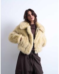 TOPSHOP - Faux Fur Zip Thru Bomber Jacket - Lyst