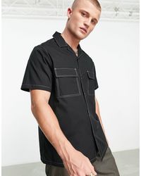 ASOS - Ruimvallend Viscose Overhemd Met Reverskraag En Contrasterende Stiksels - Lyst