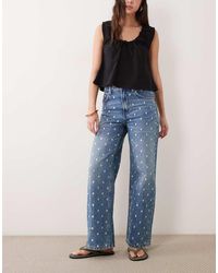 Mango - Lunares 100% Cotton Straight Polka Dot Jeans - Lyst