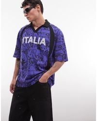 ASOS - Boxy Oversized Polo With All Over Print And Italy Football Graphic - Lyst