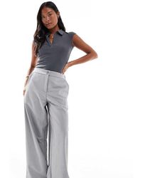 ASOS - Pantalones De Sastre Grises De Pernera Recta Holgada De Asos Design Petite - Lyst