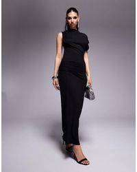 ASOS - Fallen Shoulder With Ruching Maxi Dress - Lyst