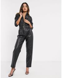 River Island Черный Комбинезон В Стиле Милитари Из Искусственной Кожи