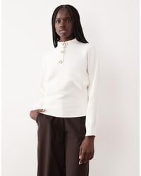 Mango - High Neck Jumper With Statement Buttons - Lyst