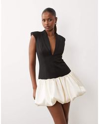 ASOS - Tailored Sculpted Mini Dress With Satin Bubble Hem - Lyst
