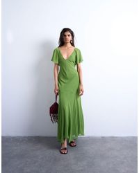 TOPSHOP - Flutter Sleeve Godet Hem Midi Dress - Lyst