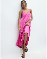 Stradivarius - Long Flowing Satin Dress - Lyst