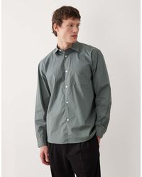 SELECTED - Camisa Verde De Manga Larga De Popelina De - Lyst