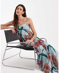 ASOS - Chiffon Strappy Maxi Dress With Deep Godets - Lyst