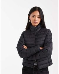 ONLY - Giacca Imbottita Nera Con Collo A Imbuto - Lyst