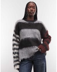 The Ragged Priest - Oversized Fluffy Mix Match Stripe Jumper - Lyst