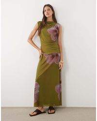 ASOS - Funnel Neck Dropped Waist Maxi Dress - Lyst
