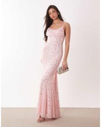 Oh Polly - Premium Embellished Open-back Floral Detailing Maxi Dress - Lyst