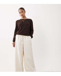 ASOS - Asos Design Petite Pull On Waist Wide Leg Cord Trousers - Lyst