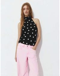 Pull&Bear - Top Allacciato Al Collo A Pois - Lyst