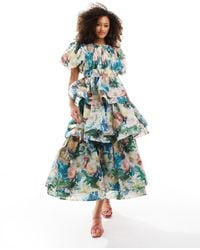 & Other Stories - Midi Dress With Volume Sleeves And Ruffles - Lyst