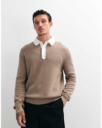 GANT - Contrast Collar Cotton Merino Rugby Knitted Polo - Lyst