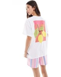 Pieces - Oversized Amalfi Coast Graphic T-shirt - Lyst