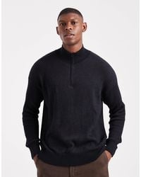 Hollister - Boxy Ribbed Quarter Zip Jumper - Lyst