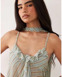 ASOS - Co-ord Printed Stretch Chiffon Ruffle Plunge Scarf Top - Lyst