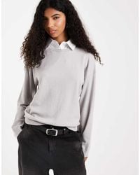 ASOS - Fine Knit Jumper With Contrast Poplin Collar - Lyst
