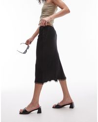 TOPSHOP - Falda midi negra estilo años 90 con cinturilla lencera y ribete - Lyst