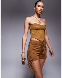 ASOS - Faux Suede Knicker Shorts With Fringe Detail - Lyst