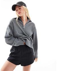 Cotton On - Jersey Gris Jaspeado A Rayas De Estilo Preppy Con Media Cremallera De Cotton On - Lyst