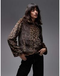 AllSaints - Saye Leopard Faux Fur Cropped Jacket - Lyst