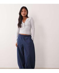ASOS - Asos Design Petite Cotton Nylon Blend Pull On Balloon Trousers - Lyst