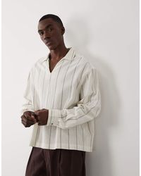 ASOS - Oversized Overhead Linen Look Stripe Shirt - Lyst