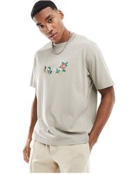 Abercrombie & Fitch - Camiseta beis con bordado - Lyst