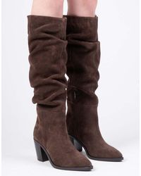OFF THE HOOK - Muswell Suede Leather Slouchy Knee-High Block Heel Boots - Lyst