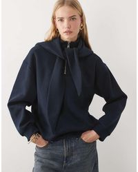 ASOS - Cape Tie Detail Zip Funnel Neck Sweatshirt - Lyst