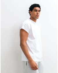 ASOS - Camiseta Extragrande De Tejido Grueso Con Mangas De Casquillo Sin Rematar En - Lyst