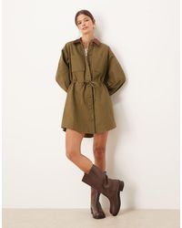 ASOS - Heavy Twill Barn Jacket Mini Dress With Cinched Waist - Lyst