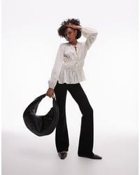 TOPSHOP - Spot Jacquard Cropped Shirt - Lyst