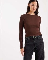 ASOS - Rib Crew Neck Long Sleeve Top - Lyst