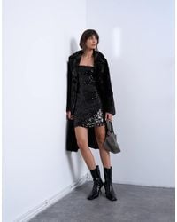 TOPSHOP - Faux Fur Going Out Longline Coat - Lyst