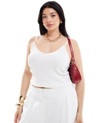 ASOS - Asos Design Curve Knitted Strappy V Neck Cami Top - Lyst